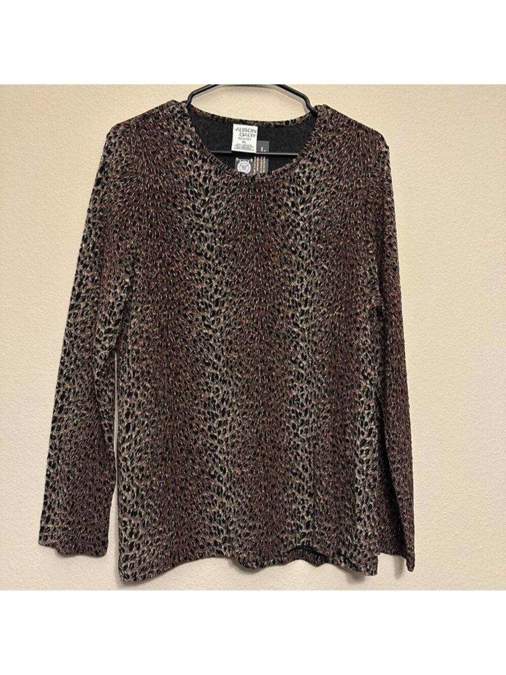 Vintage Allison Daley Leopard Print Long Sleeve Top